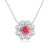 Angara Floral Cluster Lab-grown Fancy Intense Pink Diamond Necklace In White Gold/fancy Intense