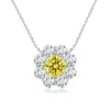 Angara Floral Cluster Lab-grown Fancy Intense Yellow Diamond Necklace In White Gold/fancy Intense