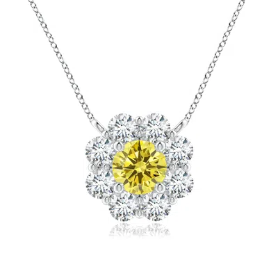 Angara Floral Cluster Lab-grown Fancy Intense Yellow Diamond Necklace In Neutral