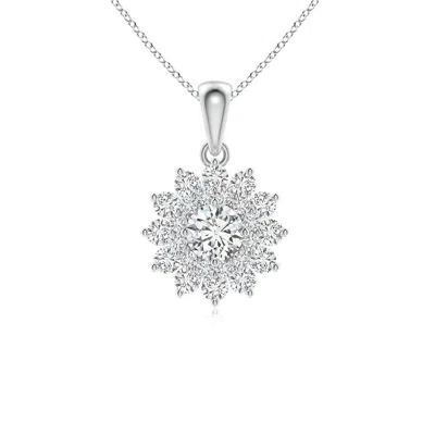 Angara Floral Double Halo Diamond Pendant In Metallic