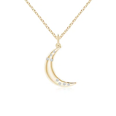 Angara Flush-set Scattered Diamond Crescent Moon Pendant In Gold