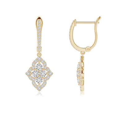 Angara Four-petal Floral Diamond Cluster Halo Drop Earrings In Gold