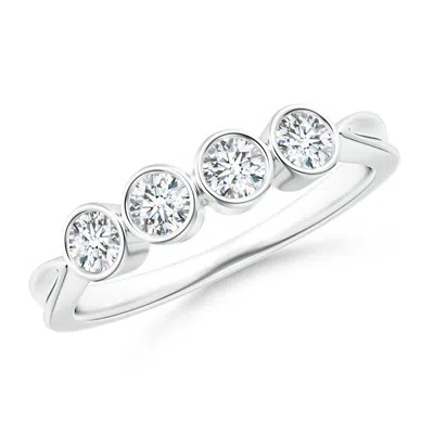 Angara Four Stone Bezel-set Diamond Concave Wedding Ring In Metallic
