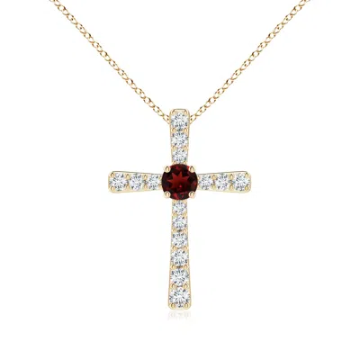 Angara Garnet And Diamond Cross Pendant In Gold