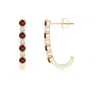 Angara Garnet And Diamond J-hoop Earrings In Yellow Gold/rich Red