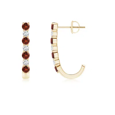 Angara Garnet And Diamond J-hoop Earrings In Gold