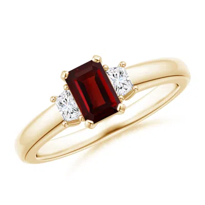 Angara Garnet And Diamond Three Stone Ring In Gold