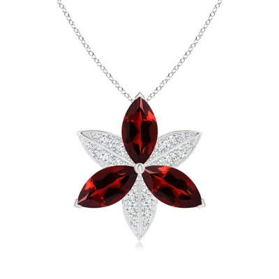 Angara Garnet And Diamond Trillium Flower Pendant In Metallic