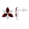Angara Garnet And Diamond Trillium Flower Stud Earrings In White Gold/medium Brownish Red
