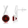 Angara Garnet And Diamond Xo Stud Earrings In White Gold/rich Red