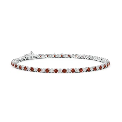 Angara Garnet And Illusion Diamond Tennis Bracelet In Metallic