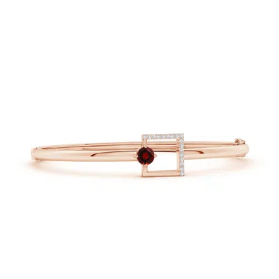 Angara Garnet Capricorn Square-frame Bangle Bracelet With Diamonds