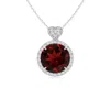 Angara Garnet Halo Pendant With Diamond Heart Motif In White Gold/medium Red