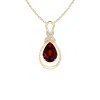 Angara Garnet Infinity Pendant With Diamond 'x' Motif In Yellow Gold/medium Red