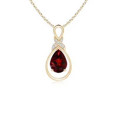 Angara Garnet Infinity Pendant With Diamond 'x' Motif In Gold