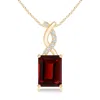 Angara Garnet Pendant With Diamond Entwined Bale In Yellow Gold/rich Red