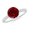 Angara Garnet Solitaire Ring With Diamond Accents