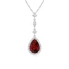 Angara Garnet Teardrop Pendant With Diamond Accents In White Gold/rich Red