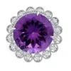 Angara Gia Certified Amethyst & Diamond Floral Halo Ring In White Gold/medium Dark Purple