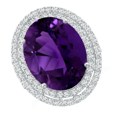 Angara Gia Certified Amethyst Double Halo Cocktail Ring In Metallic