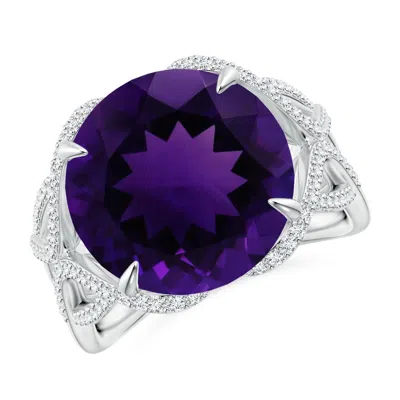 Angara Gia Certified Amethyst Entwined Shank Ring In Metallic
