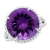 Angara Gia Certified Amethyst Twist Rope Split Shank Ring In White Gold/medium Dark Purple