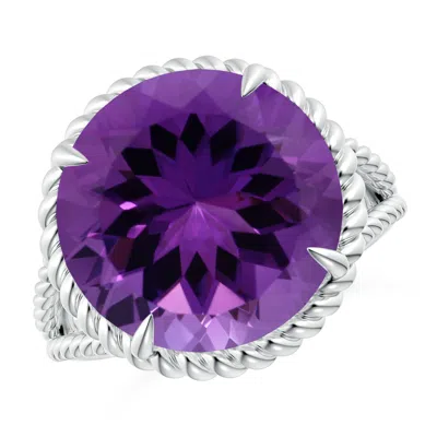 Angara Gia Certified Amethyst Twist Rope Split Shank Ring In Metallic