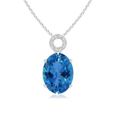 Angara Gia Certified Aquamarine Dangle Pendant With Circular Bale In Metallic
