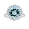 Angara Gia Certified Aquamarine Halo Ring With Reverse Tapered Shank In White Gold/sky Blue