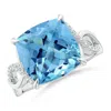 Angara Gia Certified Aquamarine Infinity Ring With Diamonds In White Gold/swiss Blue
