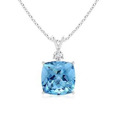 Angara Gia Certified Aquamarine Pendant With Diamond In Metallic