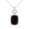 Angara Gia Certified Art Deco Inspired Garnet Pendant In White Gold/medium Red
