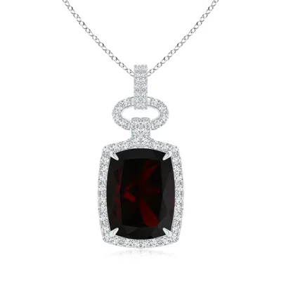 Angara Gia Certified Art Deco Inspired Garnet Pendant In Metallic