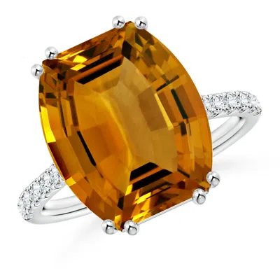Angara Gia Certified Barrel-shaped Citrine Solitaire Ring In Brown