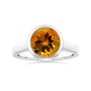 Angara Gia Certified Bezel-set Round Citrine Solitaire Ring In White Gold/deep Golden