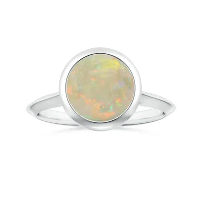 Angara Gia Certified Bezel-set Solitaire Round Opal Knife-edged Shank Ring In Multi