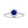 Angara Gia Certified Blue Sapphire Halo Ring With Reverse Tapered Shank In White Gold/deep Rich Blue