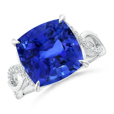 Angara Gia Certified Blue Sapphire Twist Infinity Ring With Diamonds In Metallic