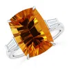 Angara Gia Certified Citrine Ring With Baguette Diamonds In White Gold/deep Golden
