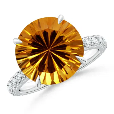 Angara Gia Certified Citrine Solitaire Ring With Diamond Accents In Yellow