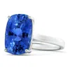 Angara Gia Certified Classic Cushion Blue Sapphire Solitaire Ring With Hidden Accents In White Gold/deep Rich Blue