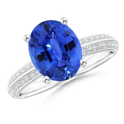 Angara Gia Certified Classic Oval Blue Sapphire Knife Edge Ring