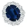 Angara Gia Certified Classic Oval Blue Sapphire Ring With Diamond Halo In White Gold/dark To Medium Blue