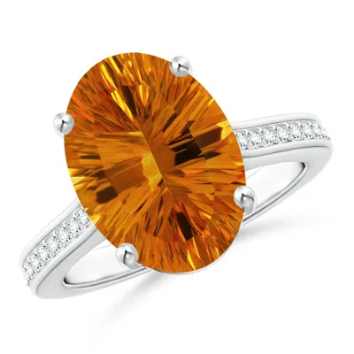 Angara Gia Certified Classic Oval Citrine Solitaire Ring In Orange