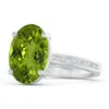 Angara Gia Certified Classic Oval Peridot Solitaire Ring In White Gold/yellowish Green