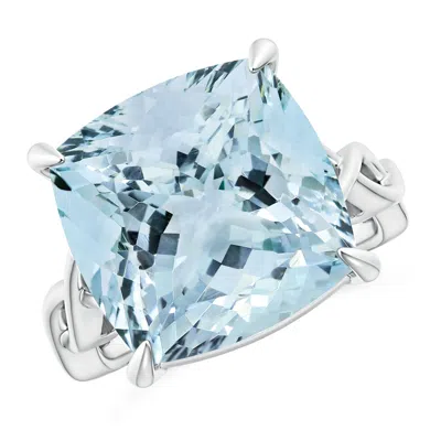 Angara Gia Certified Claw-set Cushion Aquamarine Crossover Ring In Blue