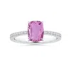 Angara Gia Certified Claw-set Cushion Pink Sapphire Ring With Reverse Tapered Diamond Shank In White Gold/medium Pink