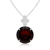 Angara Gia Certified Claw-set Garnet Pendant With Bezel Diamonds In White Gold/rich Red