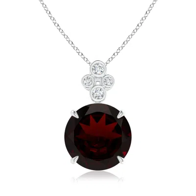 Angara Gia Certified Claw-set Garnet Pendant With Bezel Diamonds In Metallic