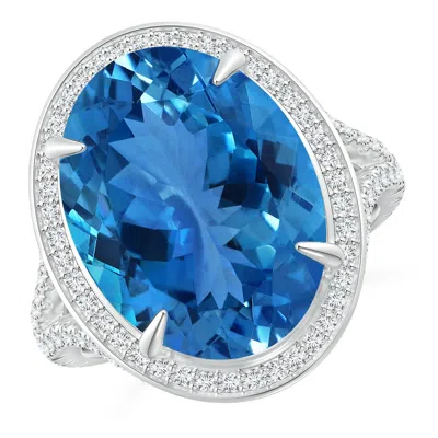 Angara Gia Certified Claw-set Oval Aquamarine Cocktail Ring In Metallic